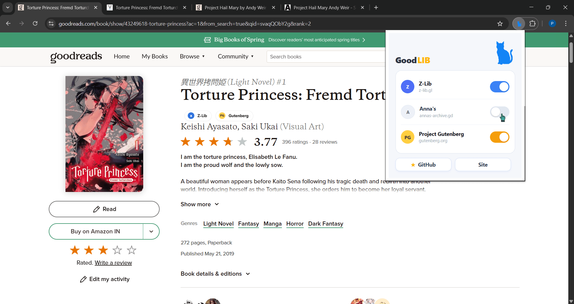 GoodLIB shown on a Goodreads book page